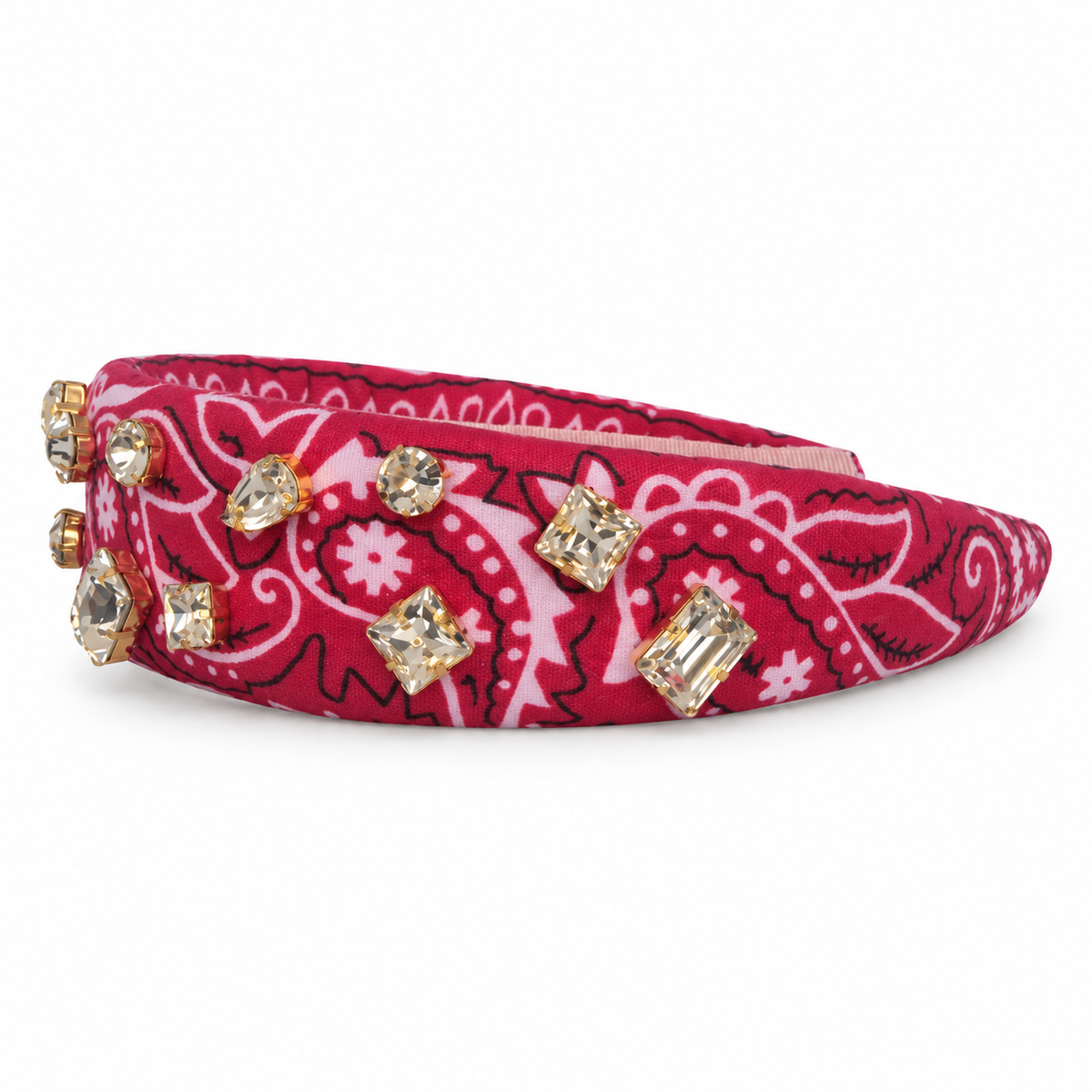 Crystal Embellished Bandana Headband - Red