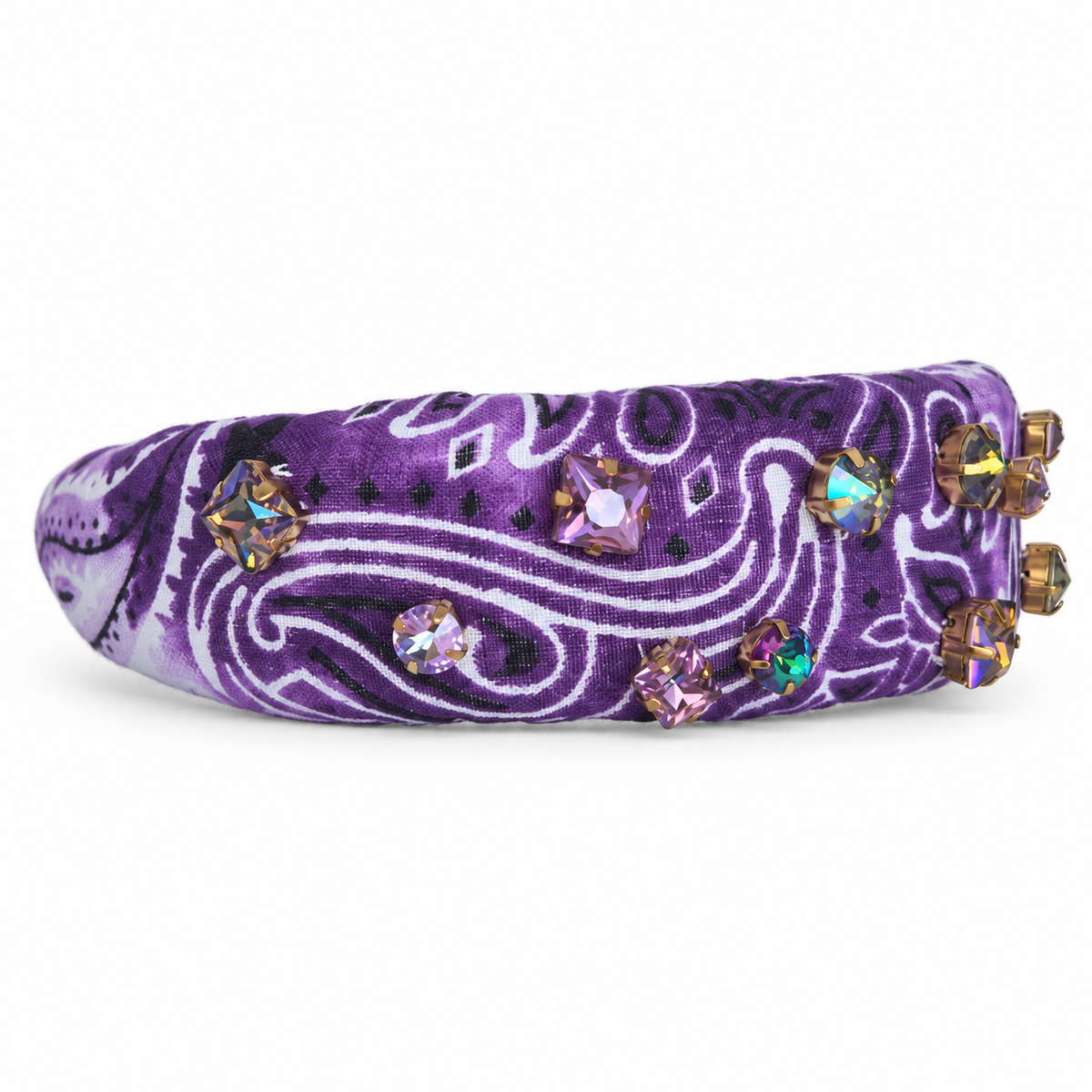 Crystal Embellished Bandana Headband - Purple