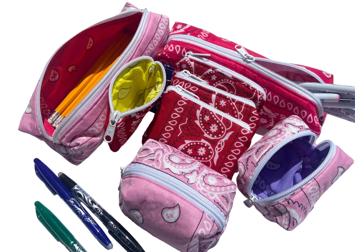 Perfectly Organised – Quilted Bandana Pencil Case & Makeup Bag in Fuchsia