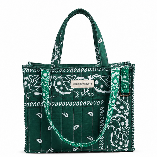 Quilted Bandana Tote Bag - Forest Green
