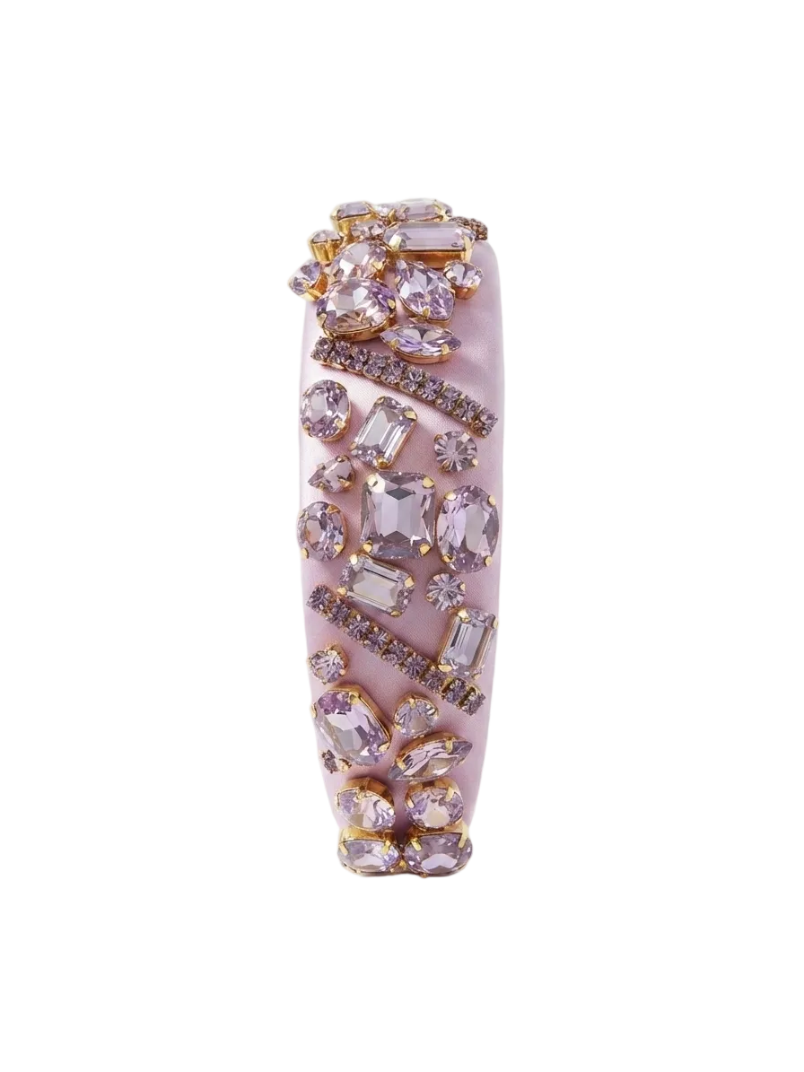 Embellished Crystal Headband in Soft Lavender