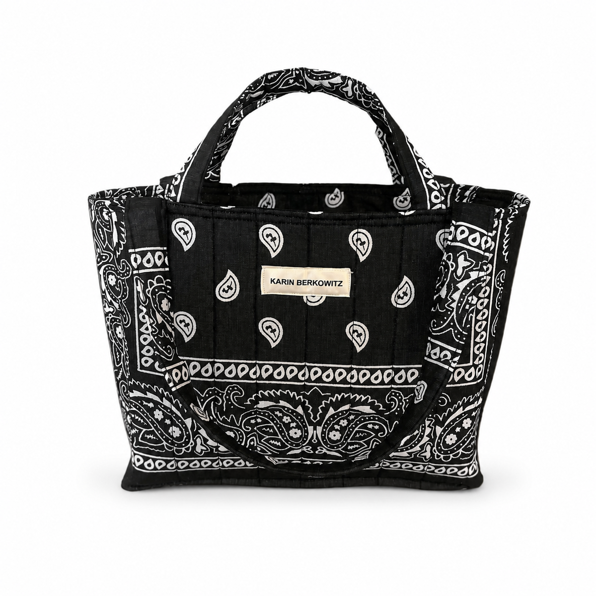 Quilted Bandana Small Classic Tote Bag –  All Black
