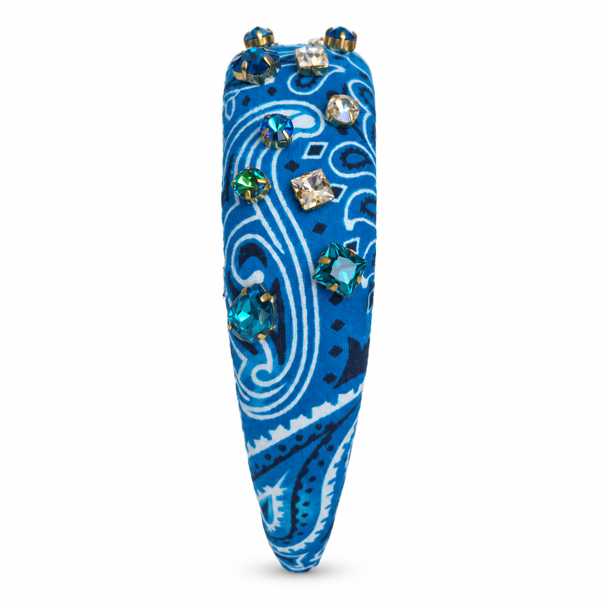 Crystal Embellished Bandana Headband - Tie-Dye Blue