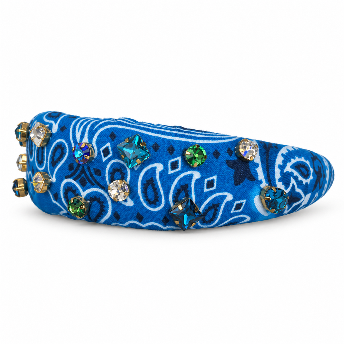 Crystal Embellished Bandana Headband - Tie-Dye Blue