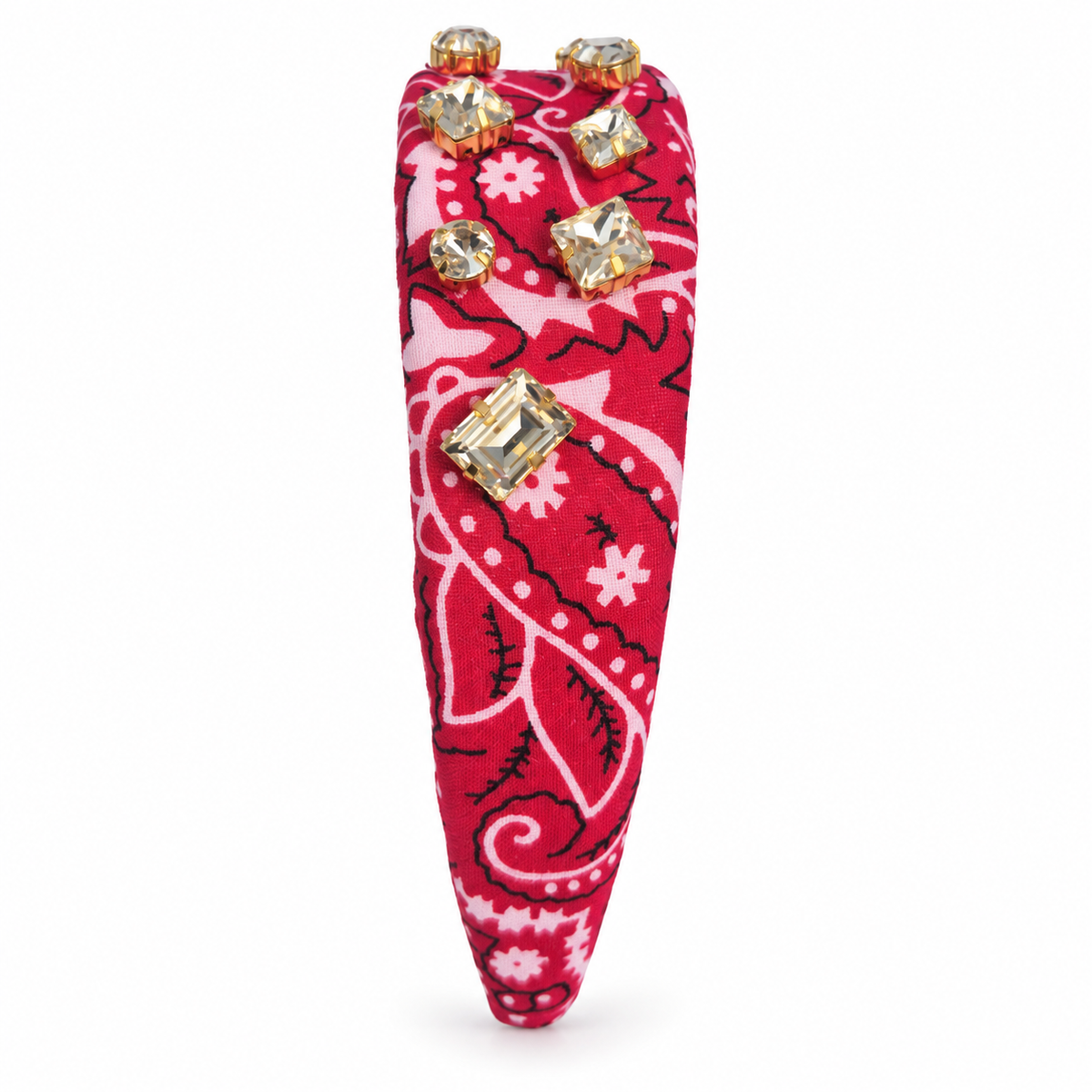 Crystal Embellished Bandana Headband - Red