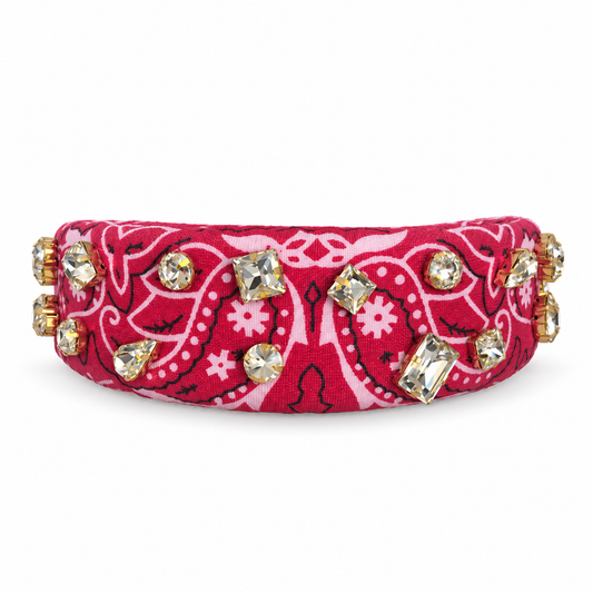 Crystal Embellished Bandana Headband - Red