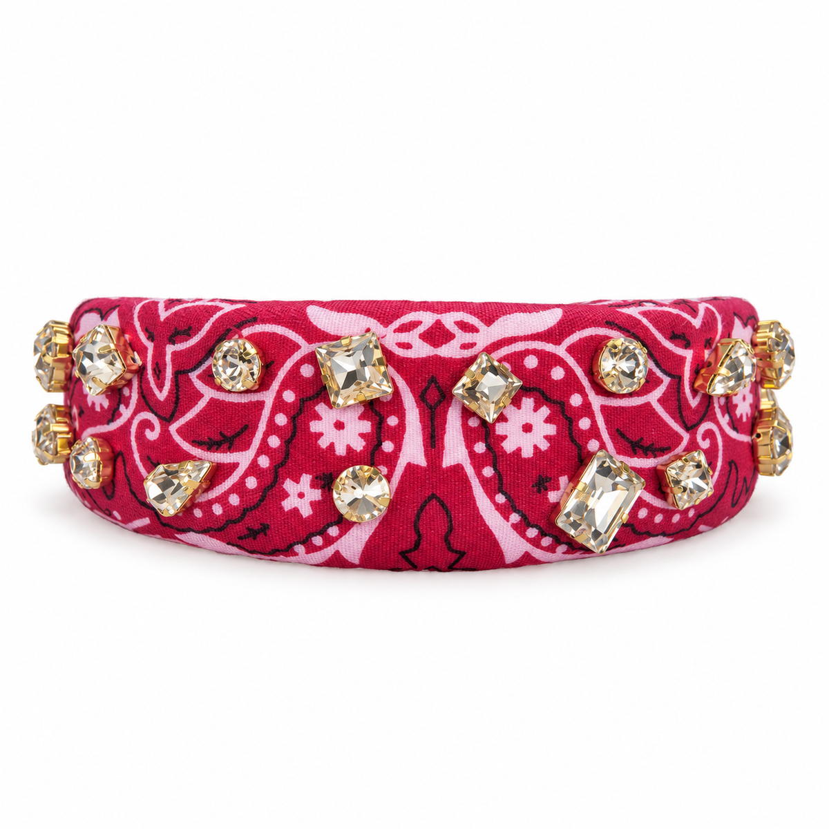 Crystal Embellished Bandana Headband - Red