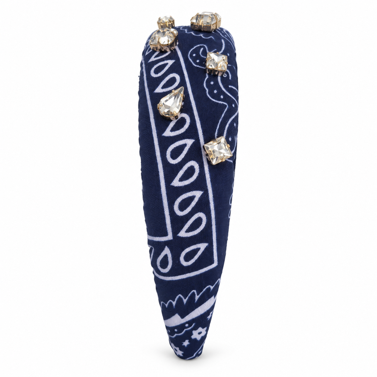 Crystal Embellished Bandana Headband - Navy Blue