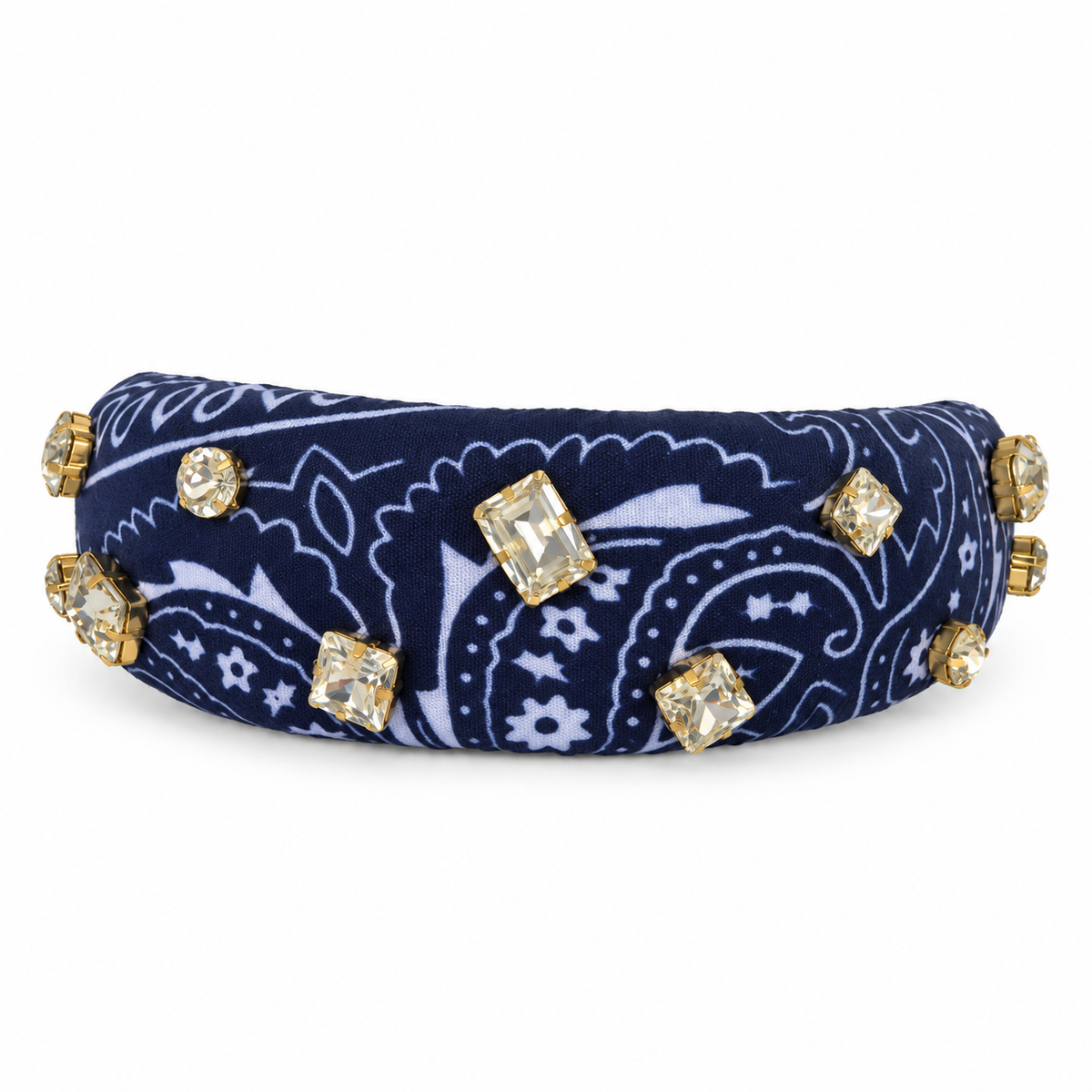 Crystal Embellished Bandana Headband - Navy Blue