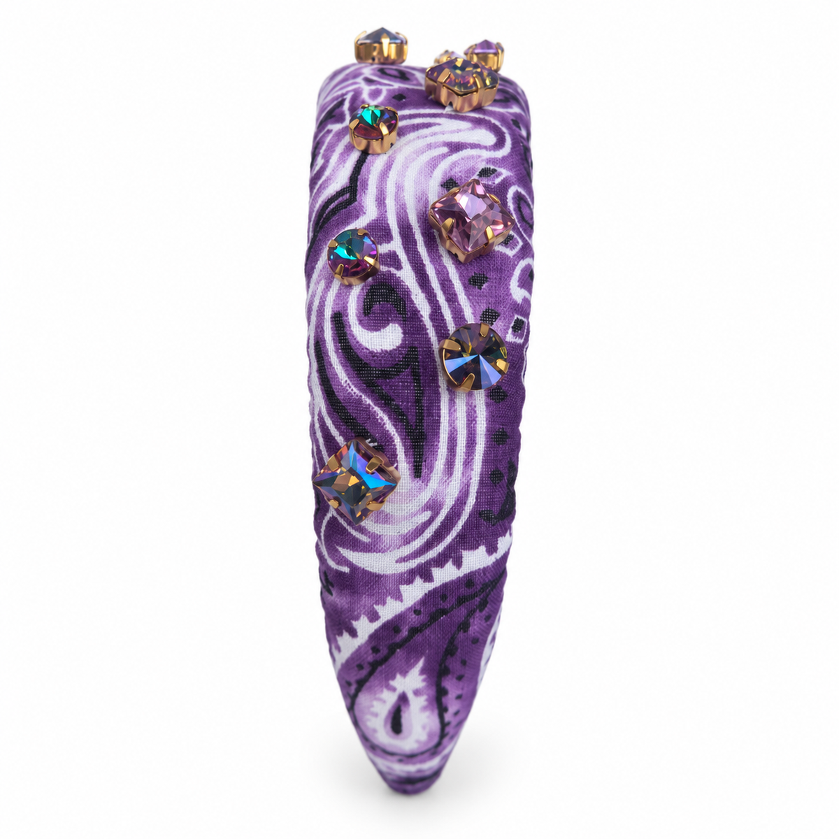Crystal Embellished Bandana Headband - Purple