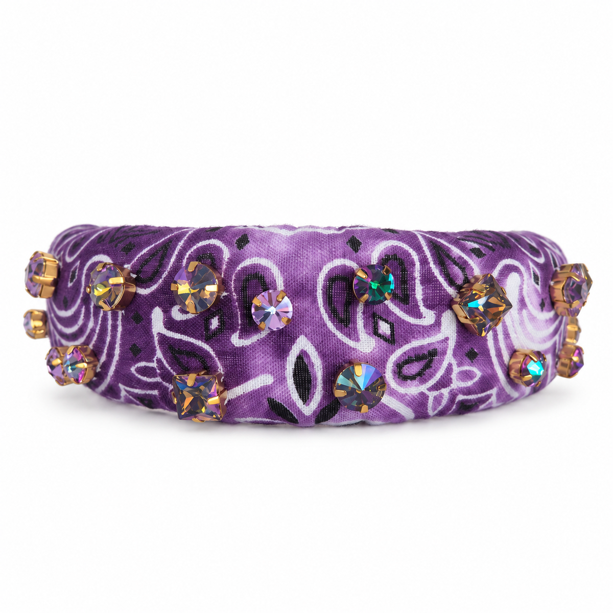 Crystal Embellished Bandana Headband - Purple
