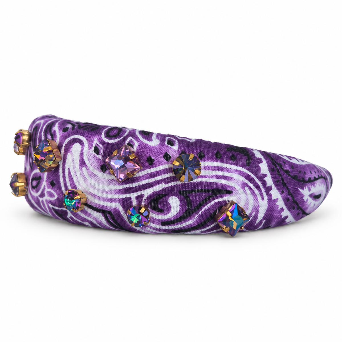 Crystal Embellished Bandana Headband - Purple
