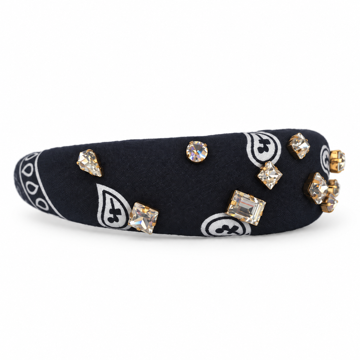 Crystal Embellished Bandana Headband - Black