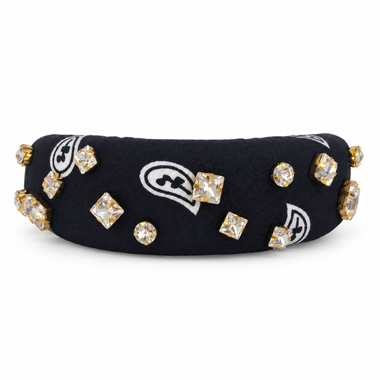 Crystal Embellished Bandana Headband - Black