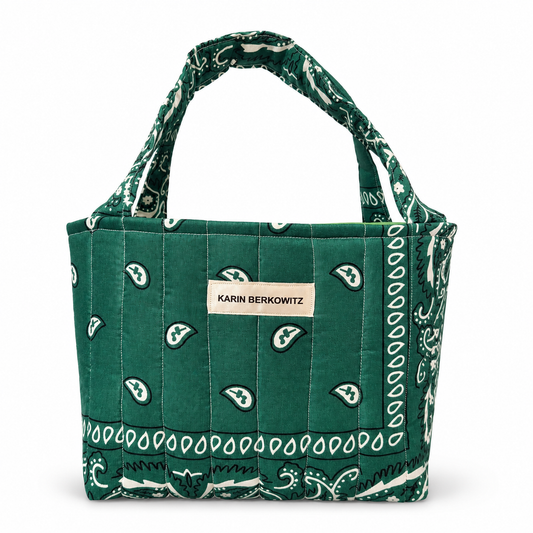 Quilted Bandana Mini Tote Bag – Green