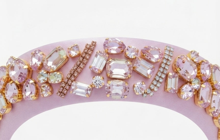 Embellished Crystal Headband in Soft Lavender