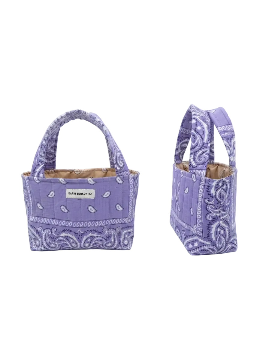 Quilted Bandana Mini Tote Bag – Lavender
