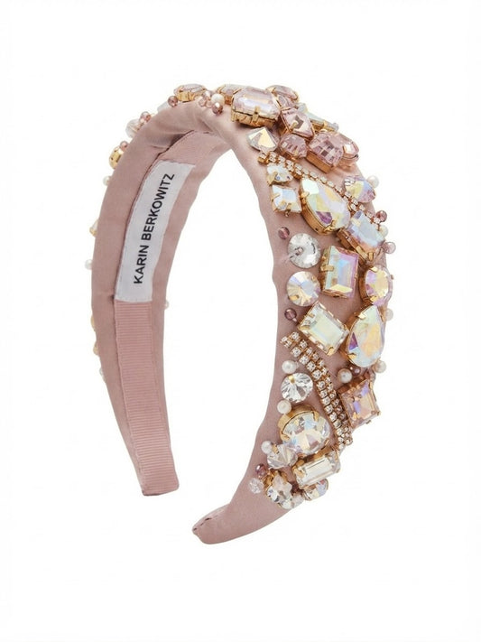 Embellished Crystal Headband in Blush Pink