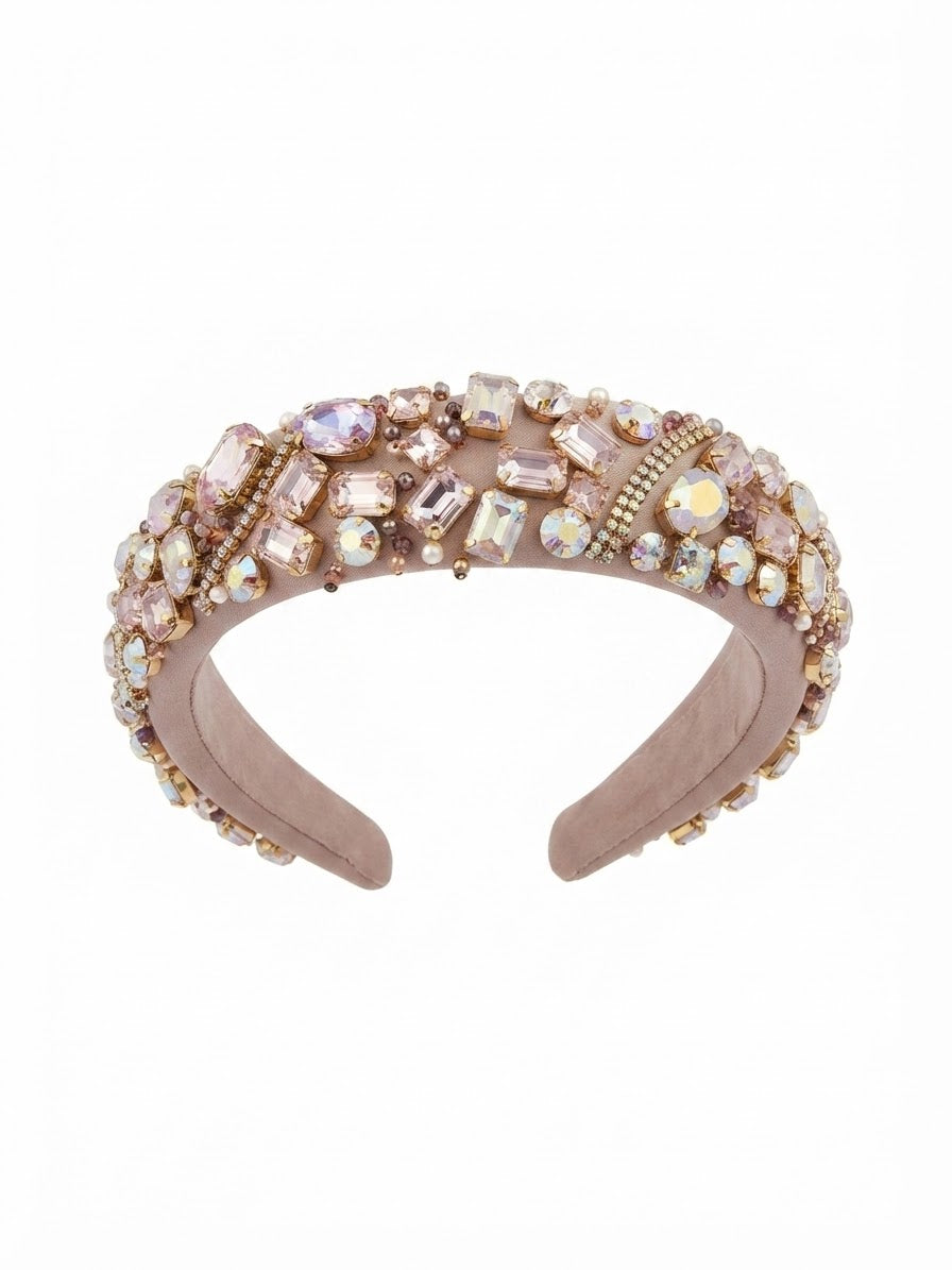Embellished Crystal Headband in Blush Pink