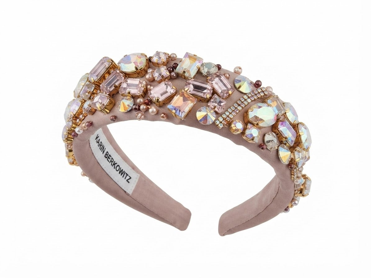 Embellished Crystal Headband in Blush Pink