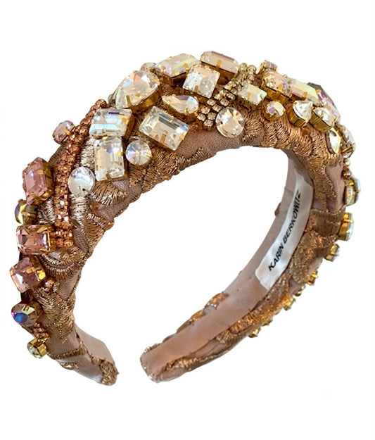 Embellished Crystal Headband - Champagne & Rose Gold