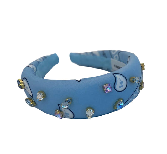 Crystal Embellished Bandana Headband - Sky Blue
