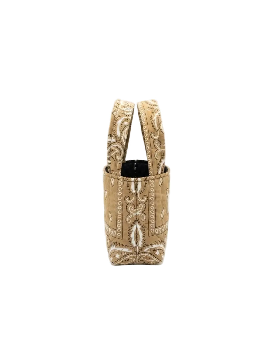 Quilted Bandana Mini Tote Bag – Beige