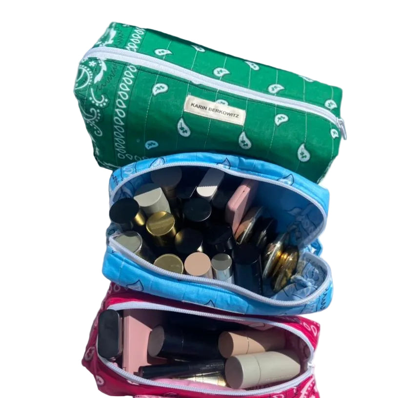 Perfectly Organised – Quilted Bandana Pencil Case & Makeup Bag in Fuchsia