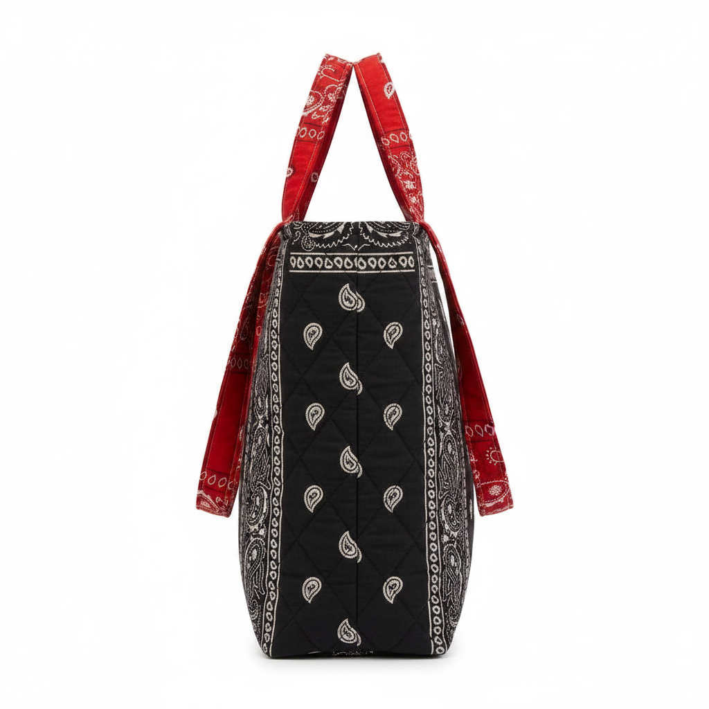 Black & Red Large Tote – Side View Clean