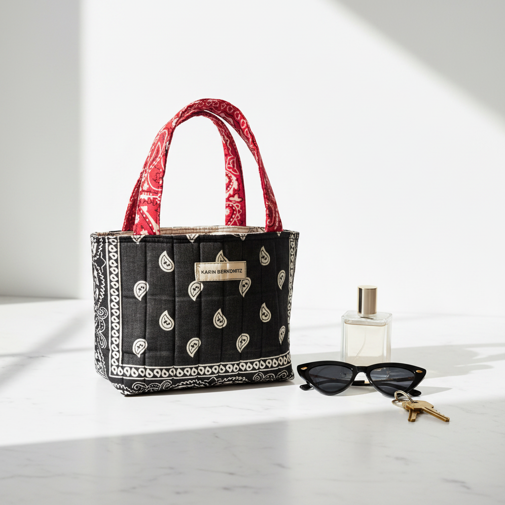 Black & Red Mini Tote – Marble