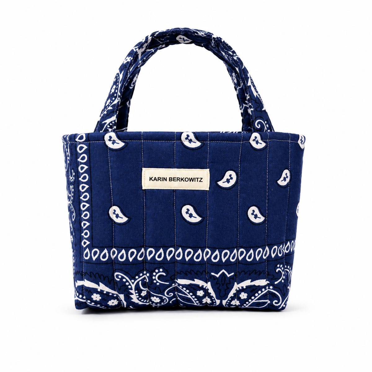 Quilted Bandana Mini Tote Bag – Navy Blue