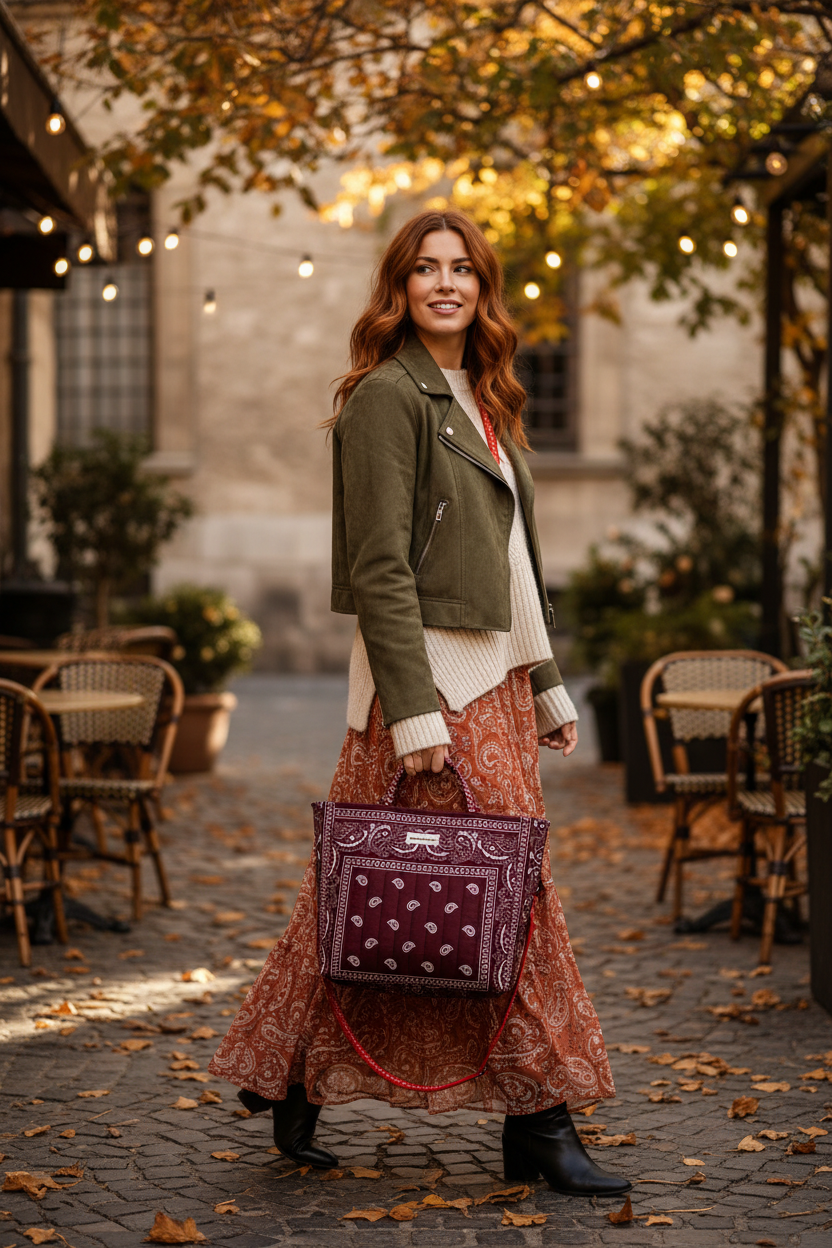 Burgundy & Red Small Tote – Lifestyle