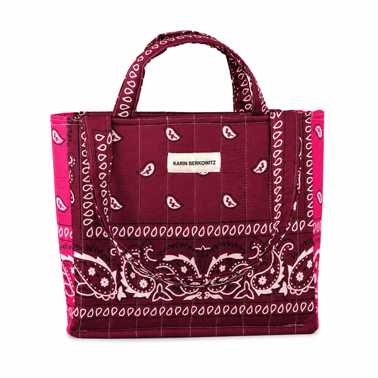 Quilted Bandana Small Classic Tote Bag – Burgundy