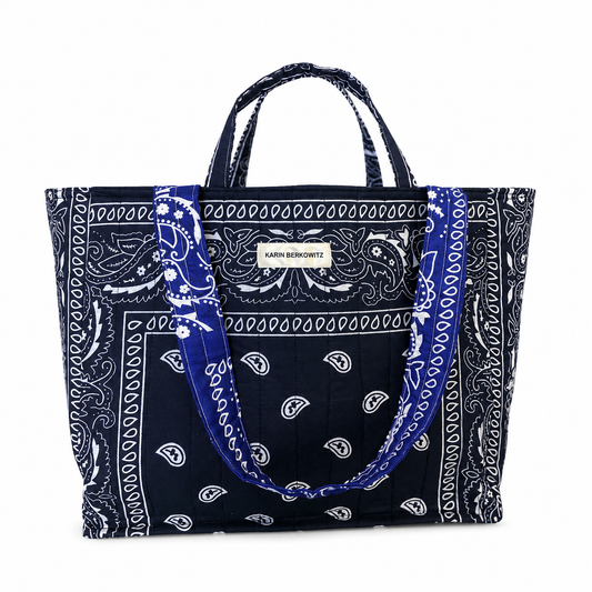 Quilted Bandana Medium Tote Bag – Navy Blue