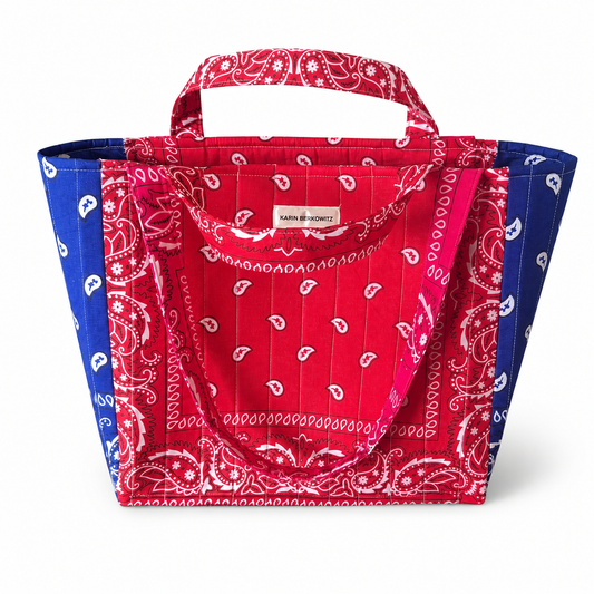 Quilted Bandana Medium Tote Bag – Red