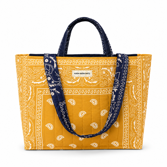 Quilted Bandana Medium Tote Bag – Beige
