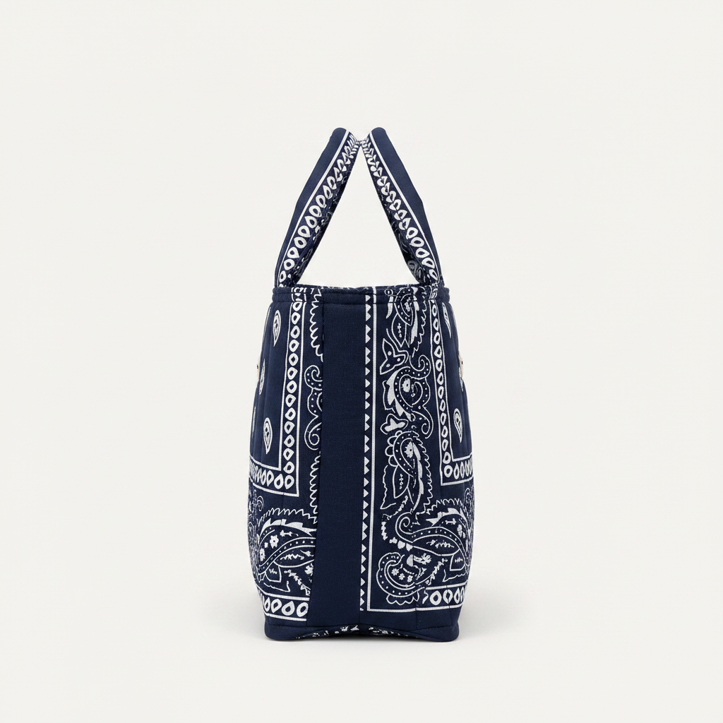 Navy Mini Tote – Side View