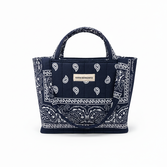 Navy Small Tote – Pure White Background
