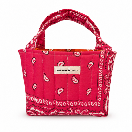 Quilted Bandana Mini Tote Bag – Pink