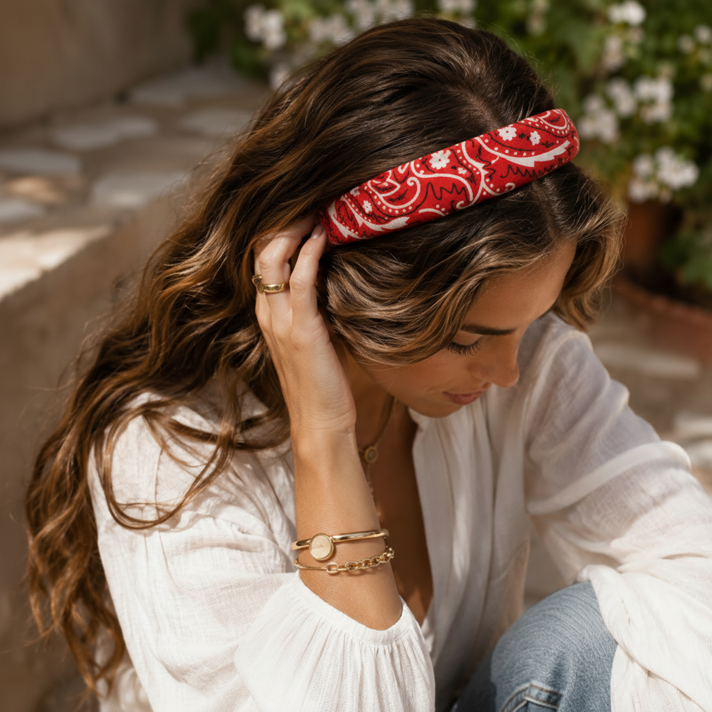 Red Wide Headband – Lifestyle