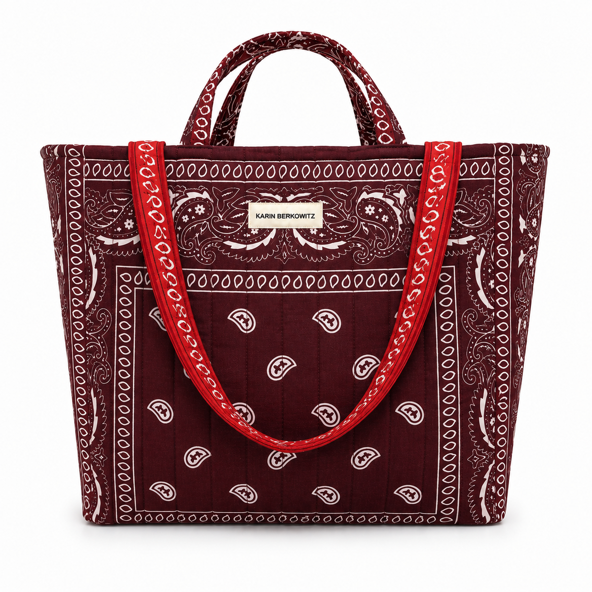 Quilted Bandana Small Classic Tote Bag – Burgundy & Red