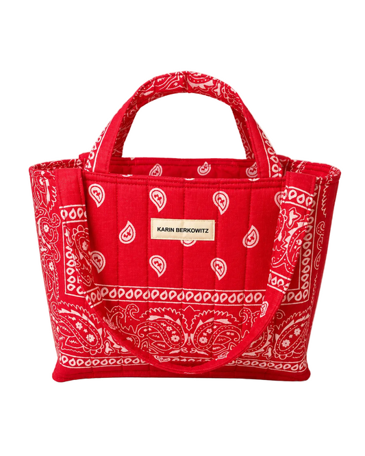 Quilted Bandana Small Classic Tote Bag –  All Red